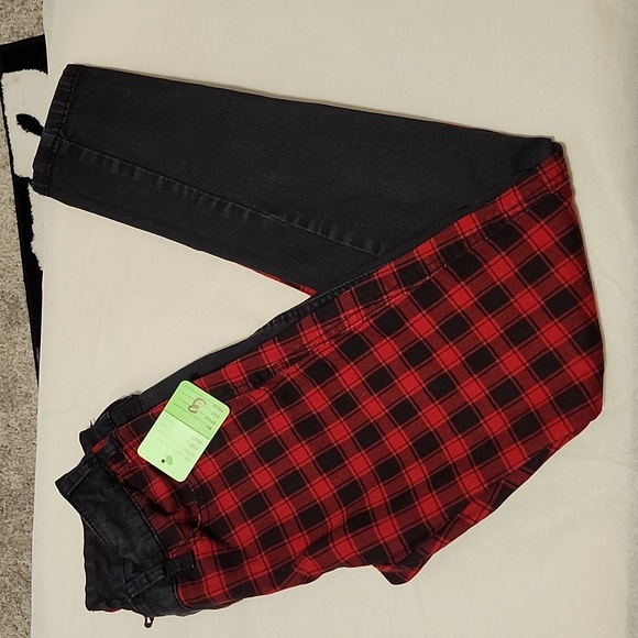 Vintage Women's Royal Bones Goth Check Split Leg Jeans Size 3 - Picture 7 of 7